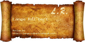 Lange Róbert névjegykártya